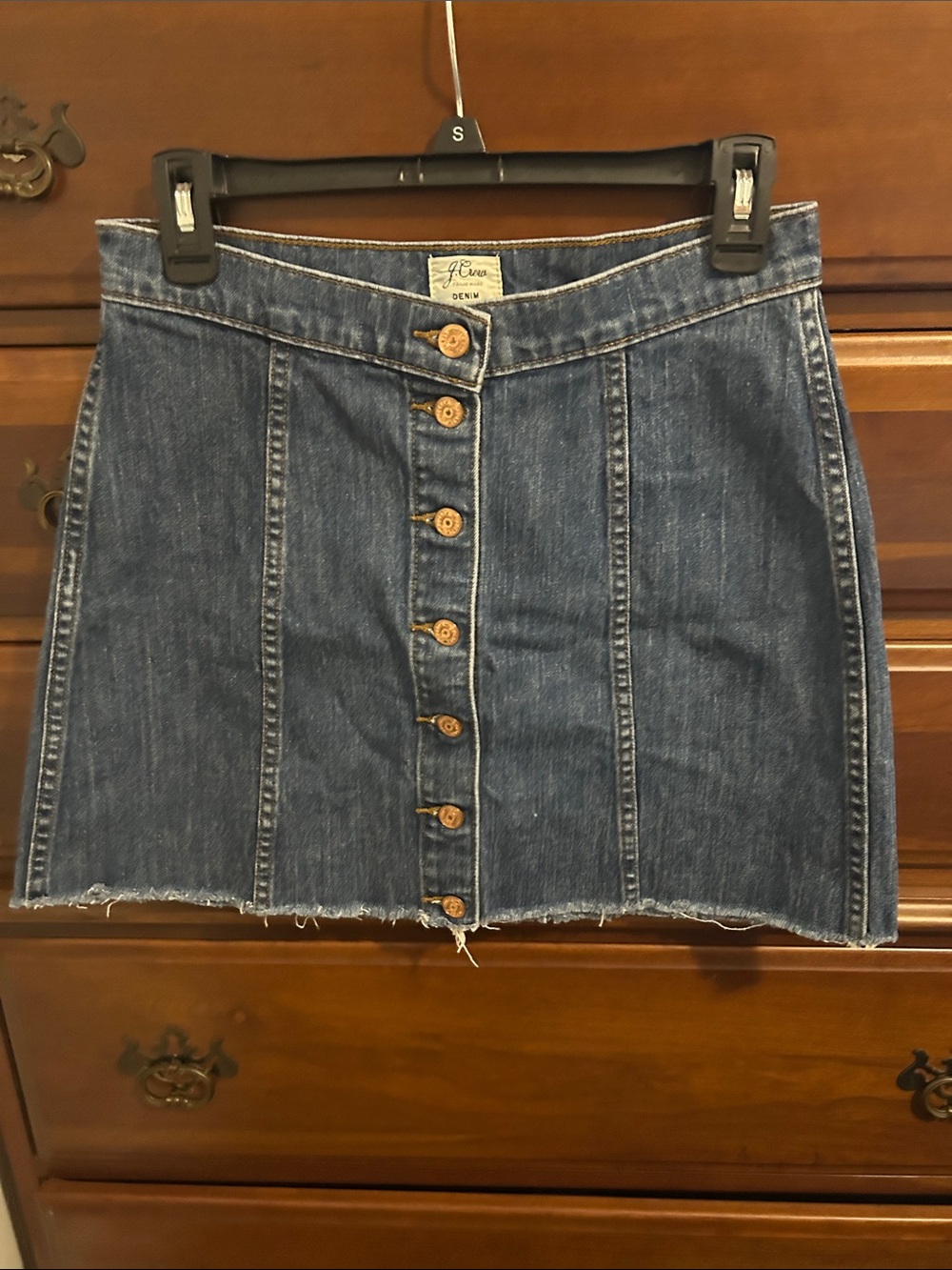 J. Crew Dark Blue Button-Front Denim Mini Skirt